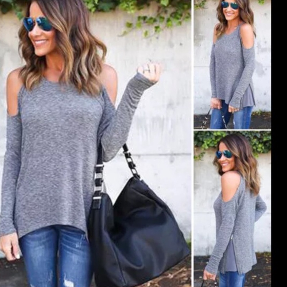 Cold Shoulder T with Side Panel Zip